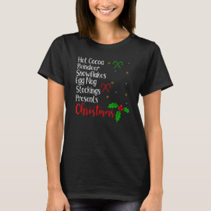 Camiseta Reno de cacao caliente Snowflakes Egg Nog Stocking