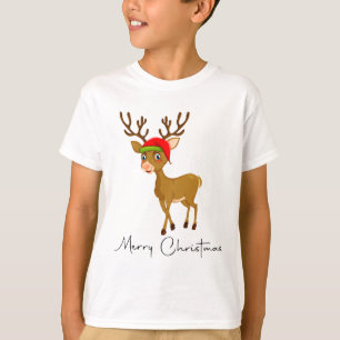 Camiseta Reno de dibujos animados lindo con sombrero de Nav