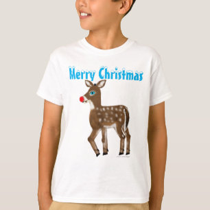 Camiseta Reno de Nariz Roja Ojos Azules Feliz Navidad