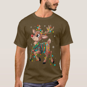 Camiseta Reno De Nariz Roja Para Niños Y Navidades