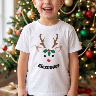 Camiseta Reno de Nombre Personalizado - Nochebuena