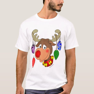 Camiseta Reno del navidad con los ornamentos
