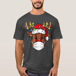 Camiseta Reno en la cara Máscara Graciosa Navidad Feliz Nav