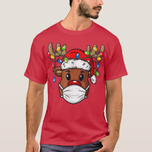 Camiseta Reno en la cara Máscara Graciosa Navidad Feliz Nav