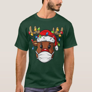 Camiseta Reno en la cara Máscara Graciosa Navidad Feliz Nav