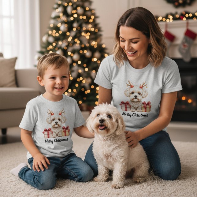 Camiseta Reno esponjoso - perro Bichon Frise (Subido por el creador)
