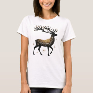 Camiseta Reno estelar de oro majestuoso