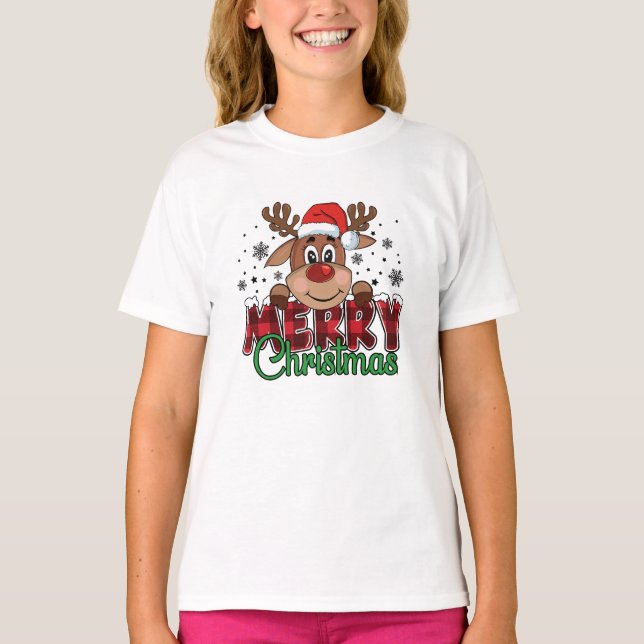 Camiseta Reno festivo, Feliz Navidad (Anverso)