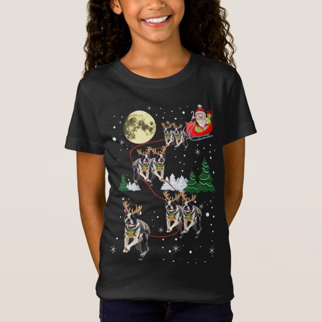 Camiseta Reno gracioso Boston Terriers Navidades Perro (Anverso)