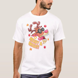 Camiseta Reno Merry Cool Navideño Brillante
