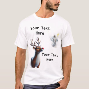 Camiseta Reno mirando hacia arriba a Jesús Reno de Navidad