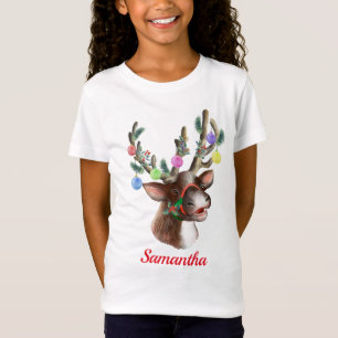 Camiseta Reno Personalizado de Navidad Cute Reindeer Fiesta