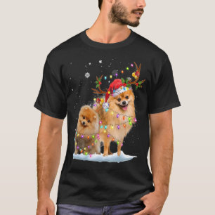 Camiseta Reno pomerano Santa Hat Xmas ilumina Navidad