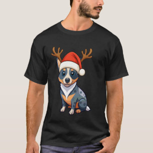 Camiseta Reno Santa Sombrero Ganado Australiano Navidad Div