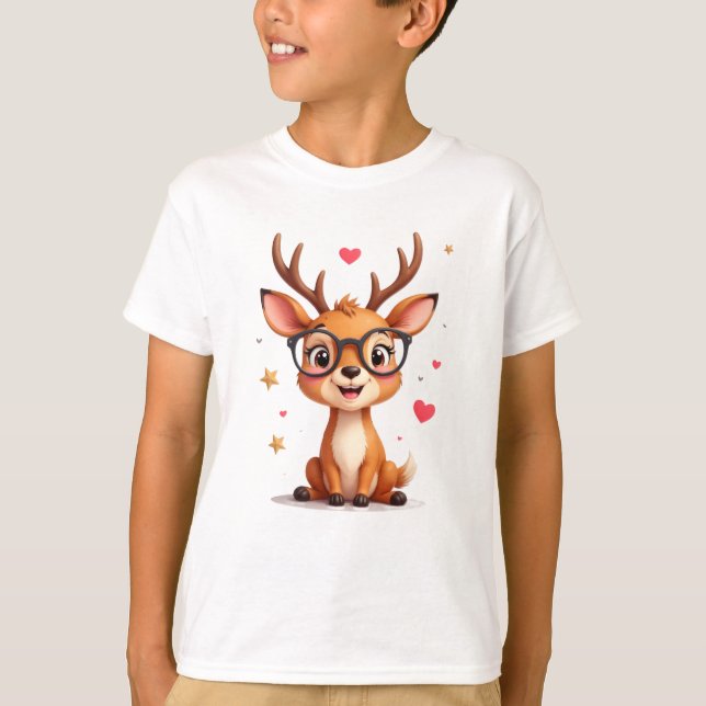 Camiseta Reno Sonriente Con Gafas  (Anverso)