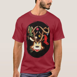 Camiseta Reno sonriente decorado con calcetín de Navidad