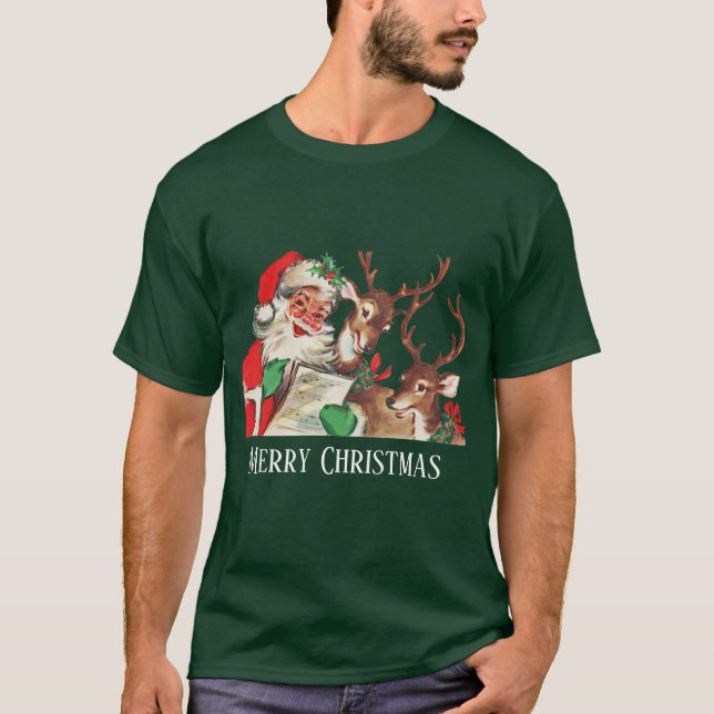 Camiseta reno vintage navideño (Anverso)
