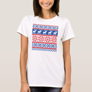 Camiseta Reno y copos de nieve nórdicos