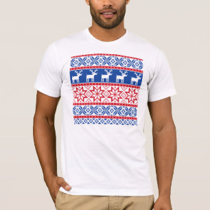 Camiseta Reno y copos de nieve nórdicos