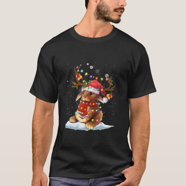 Camiseta Renos de conejo Navidad Ornamentos navideños livia (Anverso)