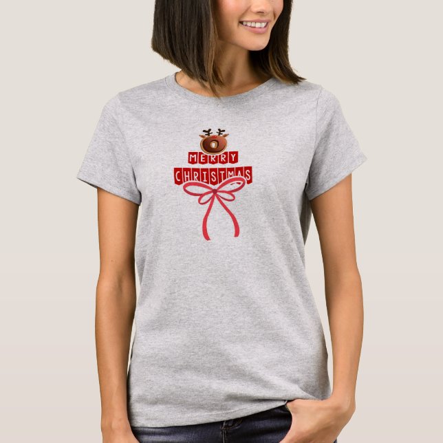 Camiseta Renos divertidos Donut Feliz Navidad moderna (Anverso)