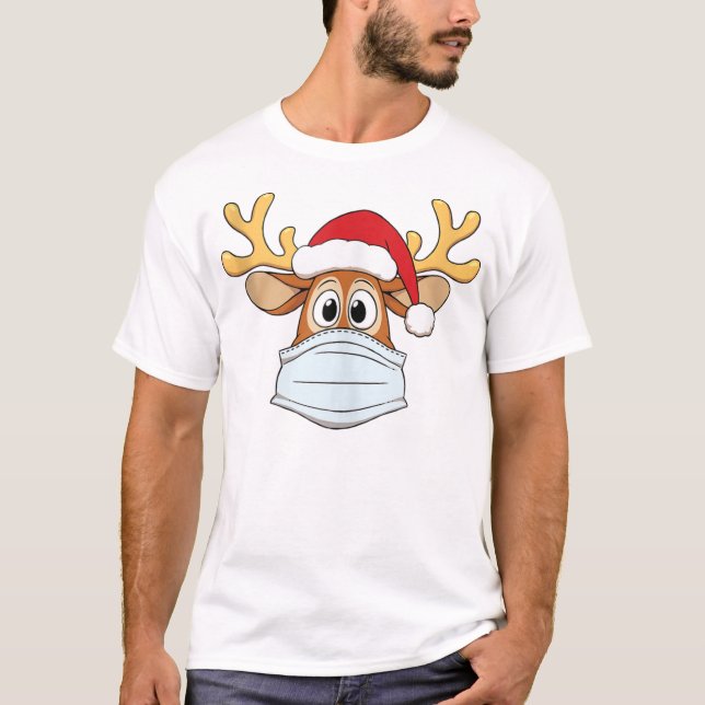Camiseta Renos En Máscara De Mascarillas Navidades Gi (Anverso)