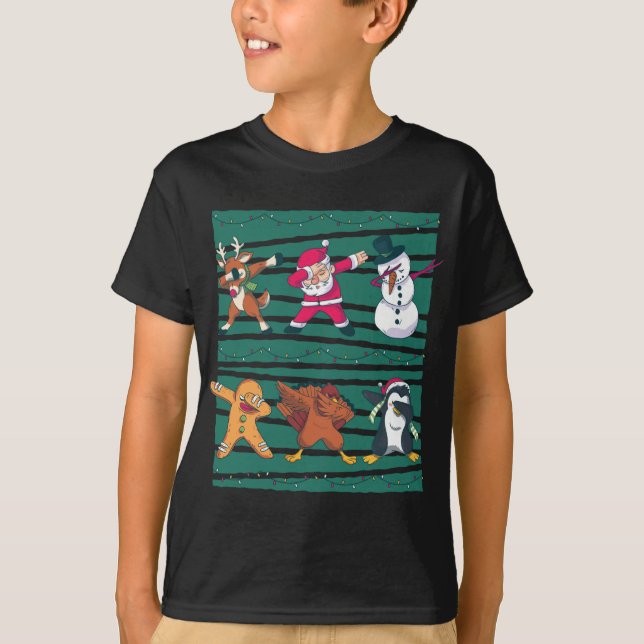 Camiseta Renos, Santa Claus, Snowman, Cookie, Turquía y (Anverso)
