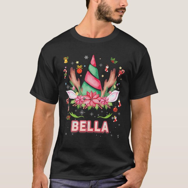 Camiseta Renos Unicornio Face Navidades De Bella Mistletoo (Anverso)