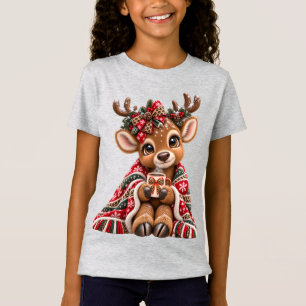 Camiseta Renovado Reno Ciervo Bosque Nevado Distressed Chr