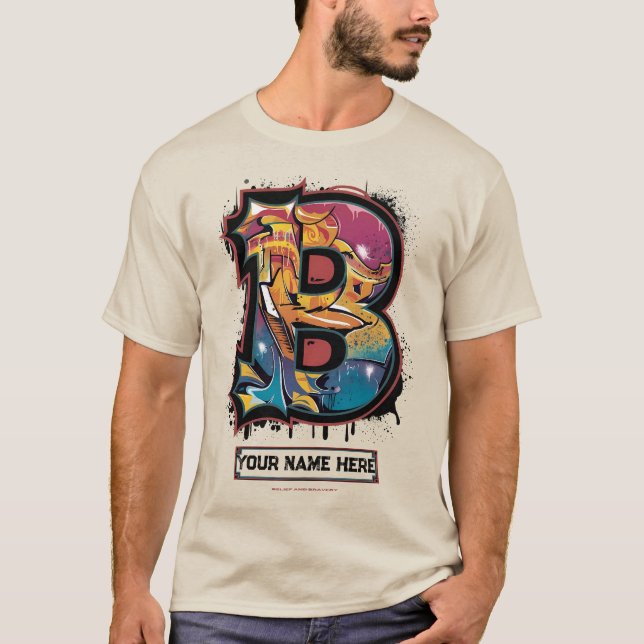 Camiseta Rep Su Nombre: Letra "B" del graffiti Personalizab (Anverso)