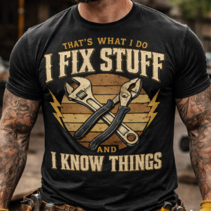 Camiseta Repara Cosas Y Sabe Cosas fontanero divertido