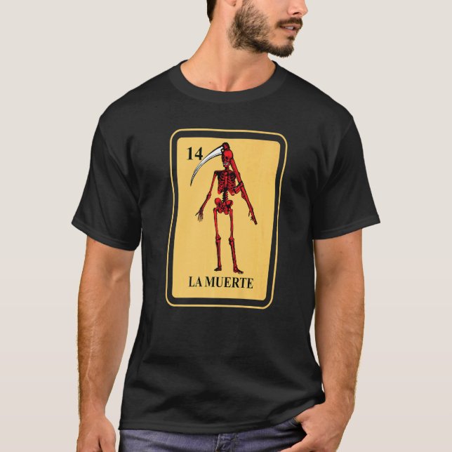Camiseta Reparador tradicional de tarjetas de bingo La Muer (Anverso)