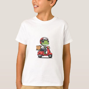 Camiseta Repartidor de entrega de rana scooter casco rojo n