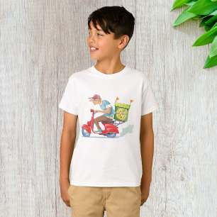 Camiseta Repartidor de Pizza en Scooter Rojo