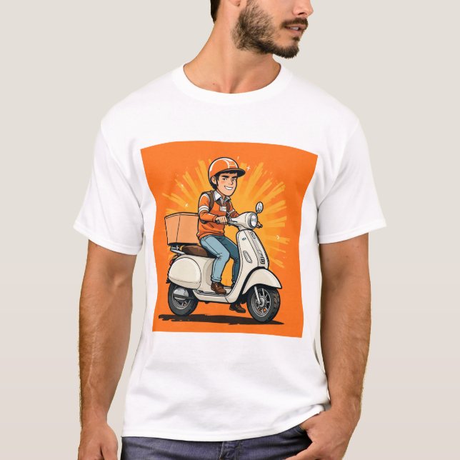 Camiseta Repartidor en scooter moderno (Anverso)