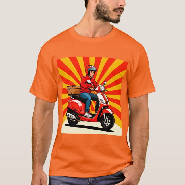 Camiseta Repartidor en scooter moderno (Anverso)