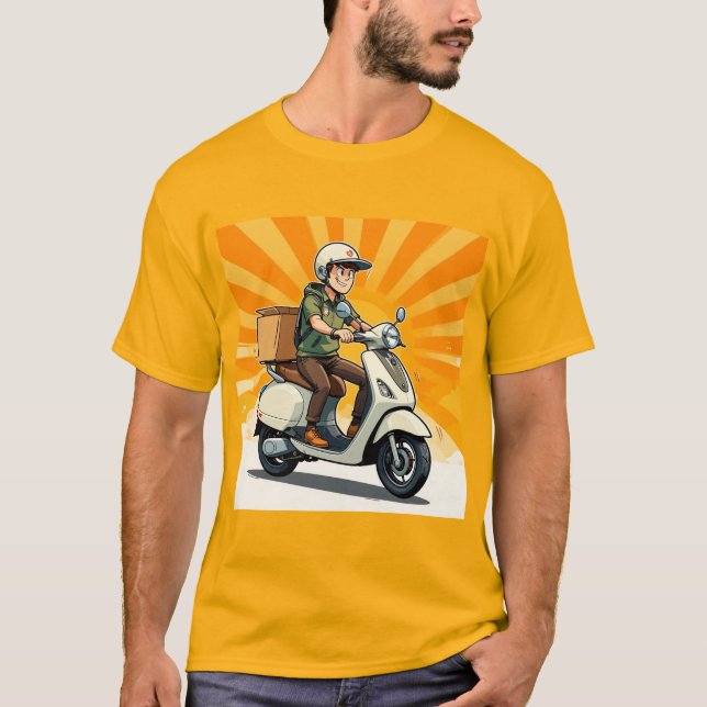 Camiseta Repartidor en scooter moderno (Anverso)