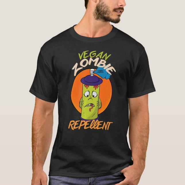 Camiseta Repelente Vegan Zombie para el horror de hombres y (Anverso)
