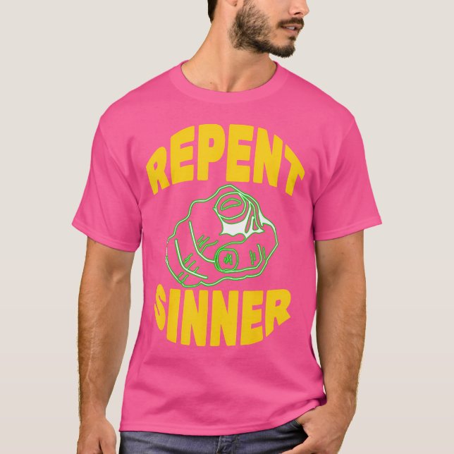 Camiseta Repent Sinner - Graciosa Biblia Cristiana Jesús (Anverso)