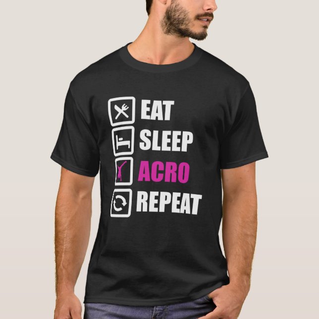 Camiseta Repetición de Acro de Sueño Comido para Gimnasia (Anverso)