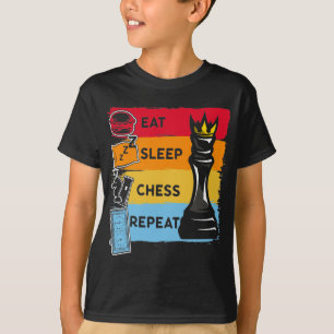 Camiseta Repetición de ajedrez divertida King Eat Sleep Ch