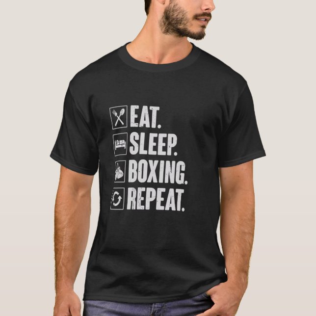 Camiseta Repetición de Boxeo de Sueño Comido - Gracioso Hom (Anverso)