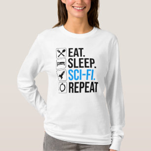 Camiseta Repetición de ciencia ficción de Eat Sleep