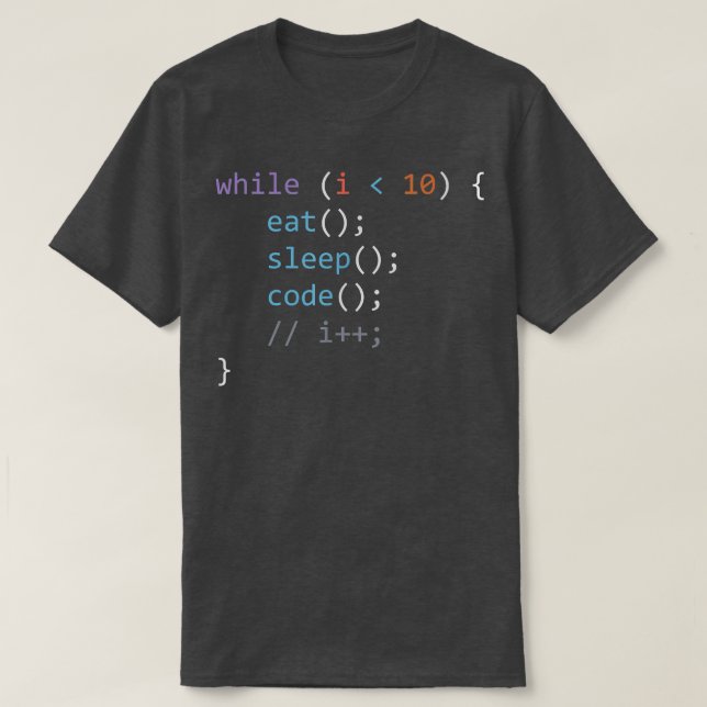 Camiseta Repetición de código de salto de Comida, informáti (Diseño del anverso)