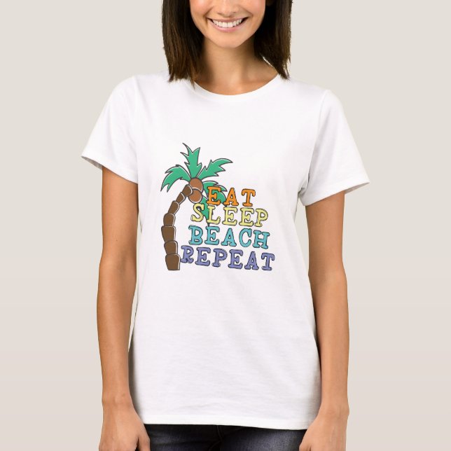 Camiseta Repetición de Eat Sleep Beach (Anverso)