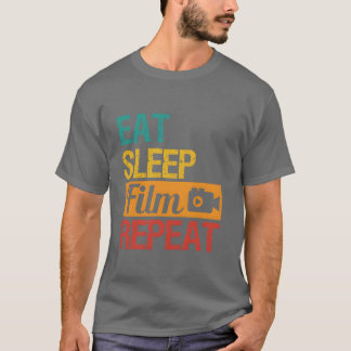 Camiseta Repetición de Eat Sleep Film Director de cine ret