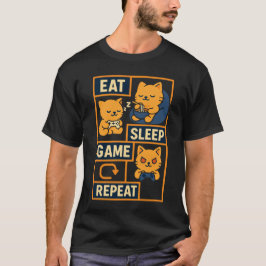 Camiseta Repetición de juego de sueño de Comer - Gato de ju