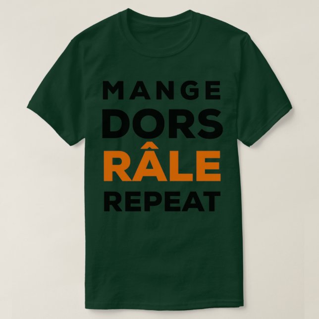 Camiseta Repetición de la queja del sueño de la comida en F (Diseño del anverso)