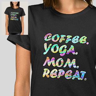 Camiseta Repetición de mamá de yoga de café - Arcoiris Aqua