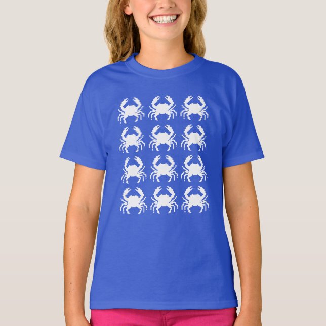 Camiseta Repetición de patrón de píxeles de cangrejo (Anverso)